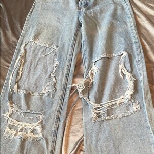 Trendy Distressed Blue Boyfriend Jeans